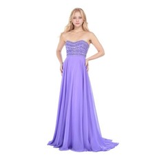 Strapless Beaded Purple Long Prom Dress Bridesmaids Gown size 0-10