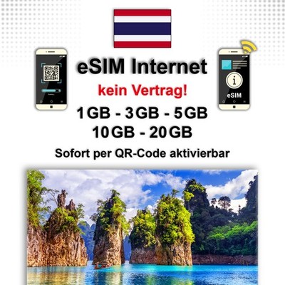 eSIM Thailand Sim   Nur Internet, Keine physische SIM | Travel Sim, bis zu 20 GB