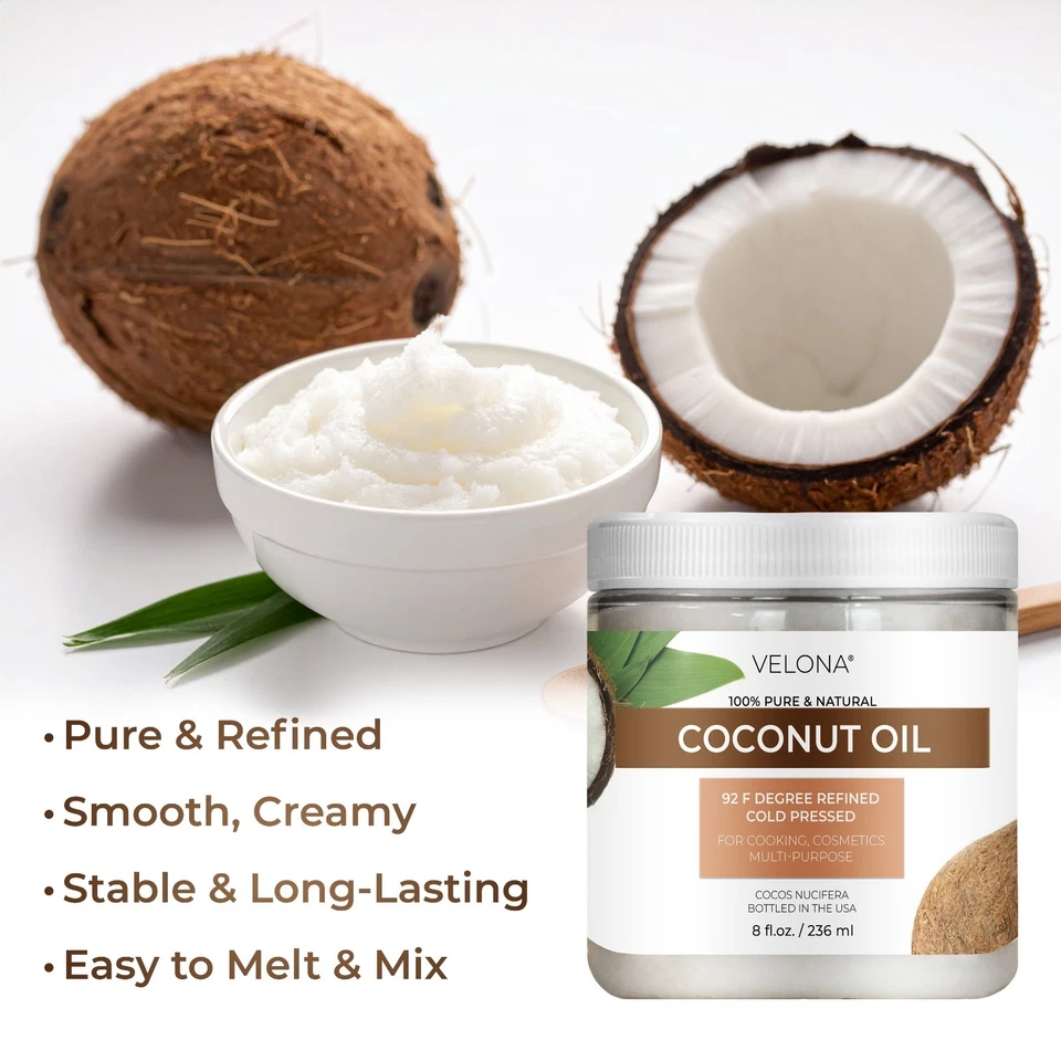 Aceite de coco 92 grados por Velona - 2 fl oz / 1 galón en frasco refinado prensado en frío Foto 3 de 4