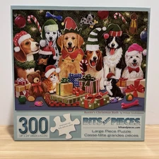 Bits & Pieces Puzzle "Baxter's Christmas Bash" 300 PC COMPLETE Dogs 18”x 24”