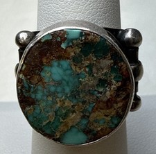Natural blue green Turquoise Sterling silver ring Size 6.5