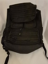 Black Backpack Polyester Zip Closure Padded Straps Multiple Pockets