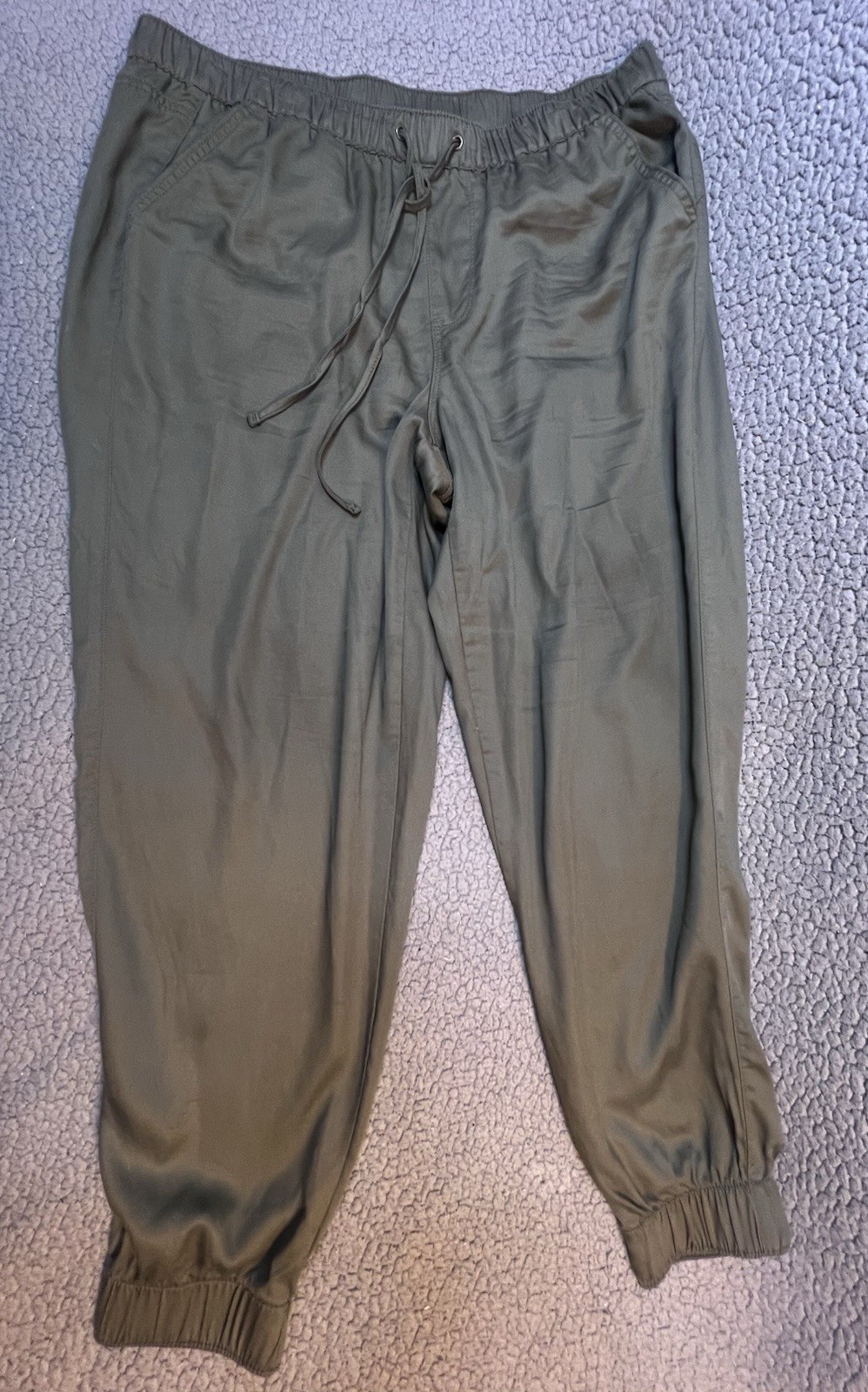 Nine West Womens Joggers Size Large Olive Green Drawstring Joggers