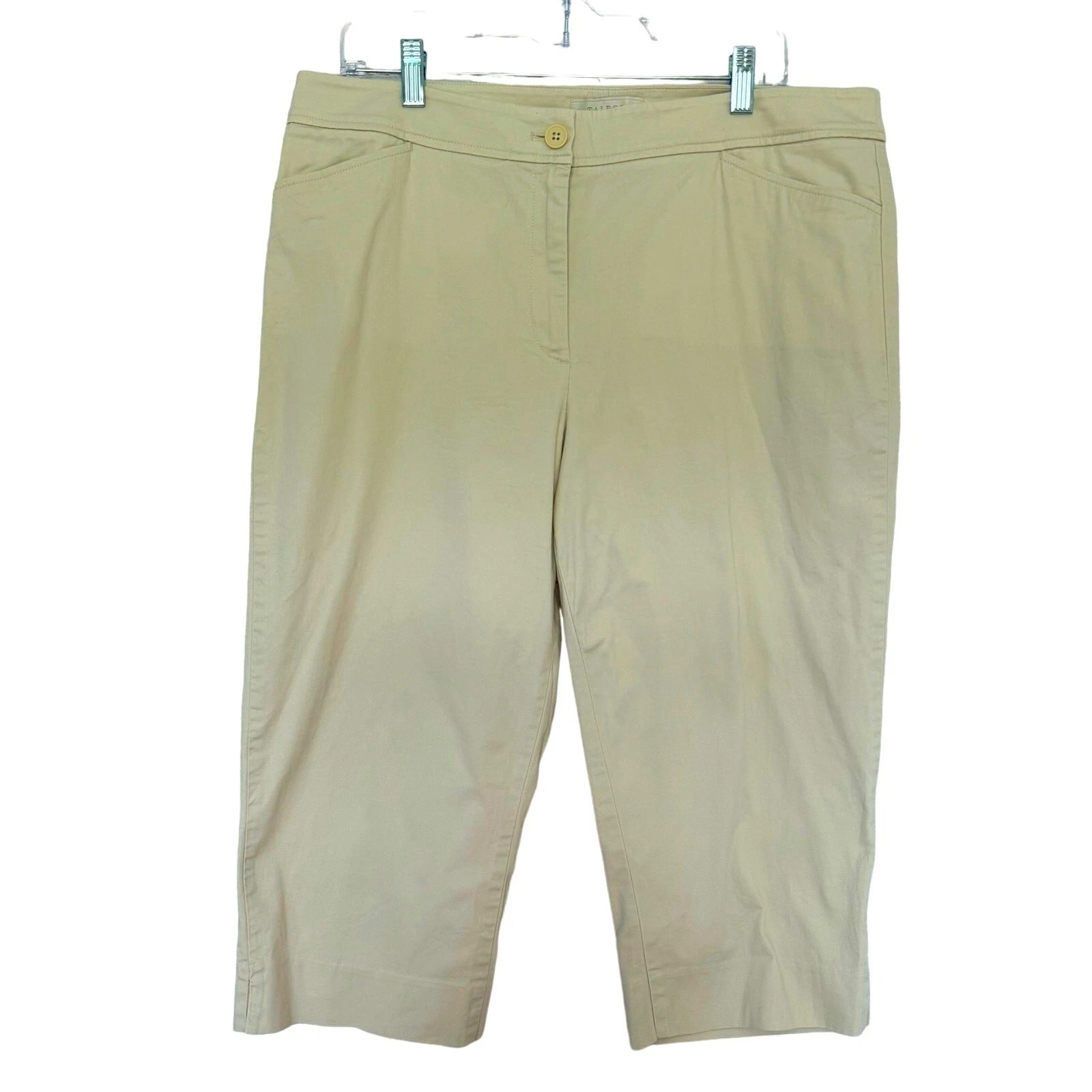Talbots Wms Tan Casual Stretch High Rise Cropped Capri Pants Size 14 Neutral