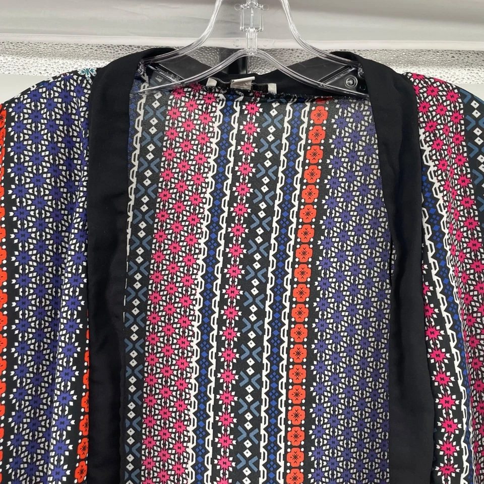 Top Studio Works para mujer frente abierto rayas multicolores manga 3/4 talla 2X Foto 2 de 4