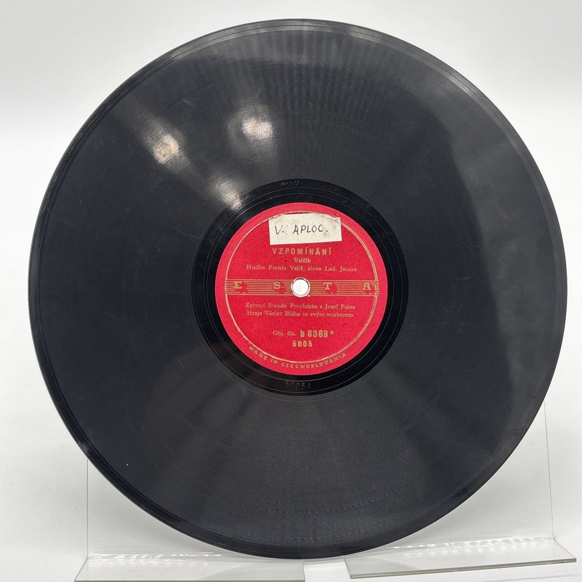 78 RPM Record - Standa Prochazka/Vaclav Praha - Vzpominani