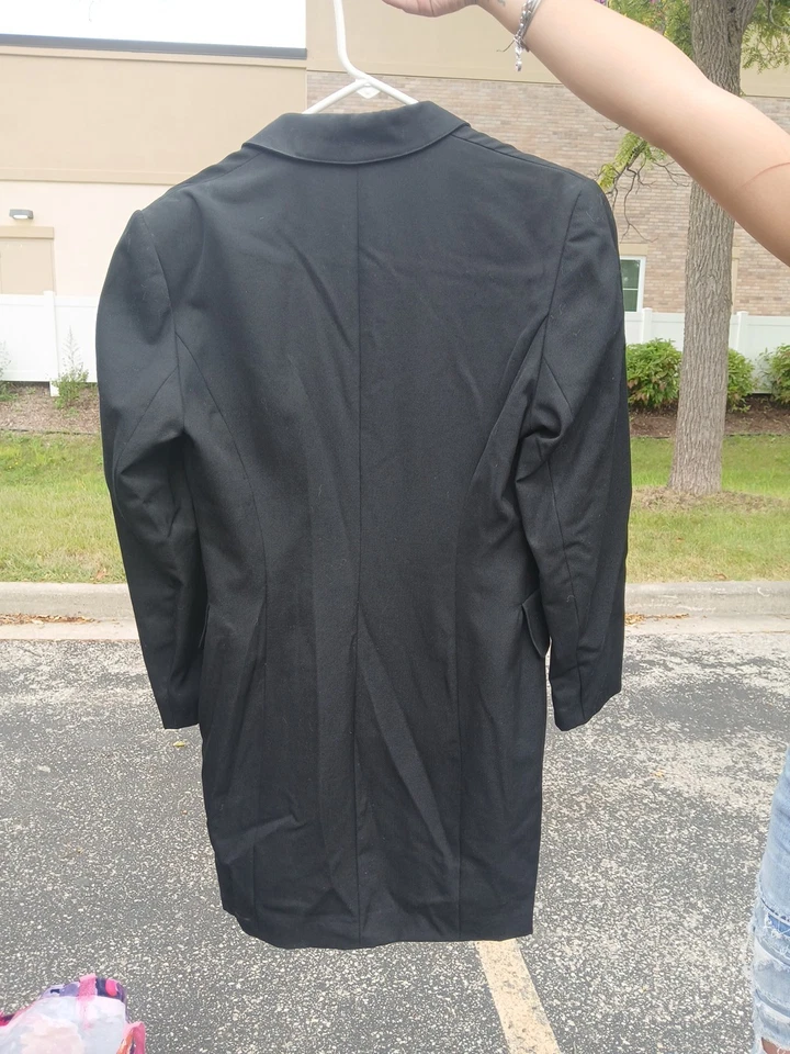 Chaqueta Larga Vintage Negra LOLITA LEMPICKA Paris 100% Lana Cintura Cruzada 12 Foto 3 de 4