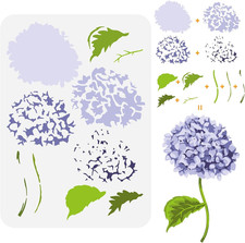 Layered Hydrangea Pattern Painting Stencil 8.3X11.7Inch Hydrangea Flower Drawing