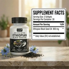 1-5X Ethiopian Black Seed Oil Softgels 4.64 Thymoquinone Non-Gmo,Gluten-Free 60X