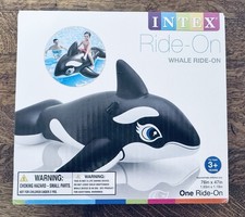 Intex Jumbo Whale Ride On Inflatable Float 76 inches x 47 inches Black White