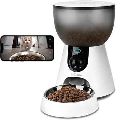 Sarpaws Automatic 4L Pet Feeder with 2k Camera Low Food & Blockage Sensor White