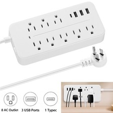 Surge Protector Power Strip with 8 Outlets Plugs  4 USB Ports Wall Mount