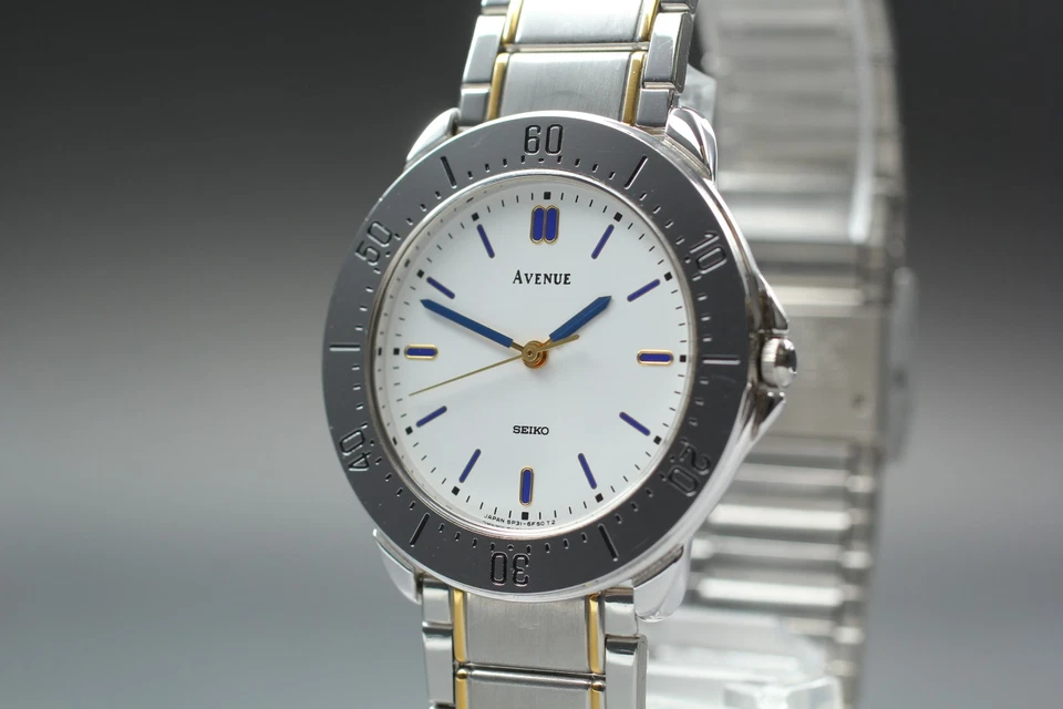 Vtg 1990 N MINT Seiko Avenue 5P31-6D40 Palladium Round Quartz Mens Watch JAPAN - Image 4 of 4