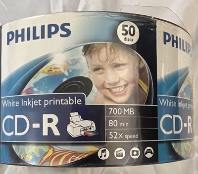 Philips CD-R White inkjet Printable 700MB 80min 52X Speed Storage Media