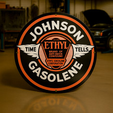 JOHNSON GASOLENE Time Tells Ethyl Wings Heavy Metal Sign XL - 19.7" (50 cm)