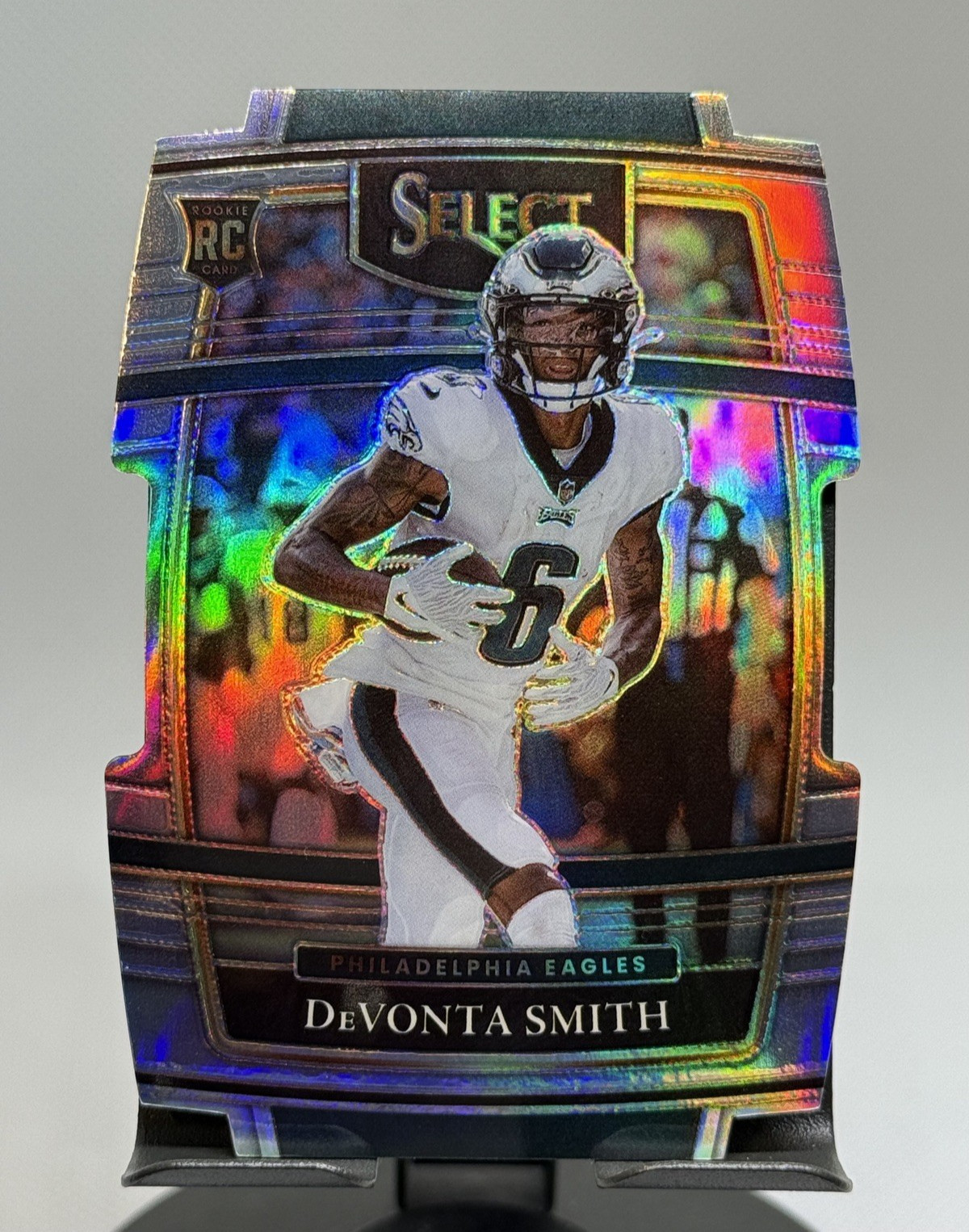 DeVonta Smith 2021 Panini Select Concourse Level Silver Holo Die-Cut #49 Eagles