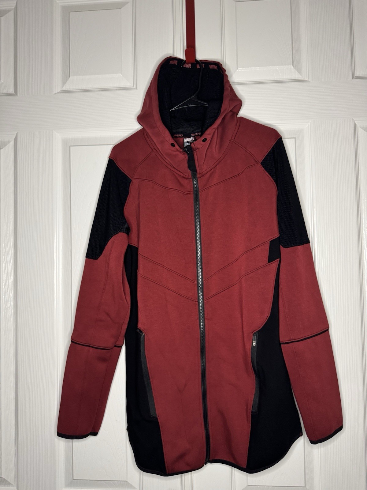 SuperX Marvel Deadpool Performance Hoodie XL Full Zip Red Black Mens