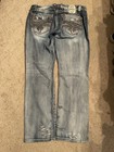 Rock Revival Jeans Mens 38/33 Keifer Relaxed St 17 Light Wash Thick Stitch — photo 6