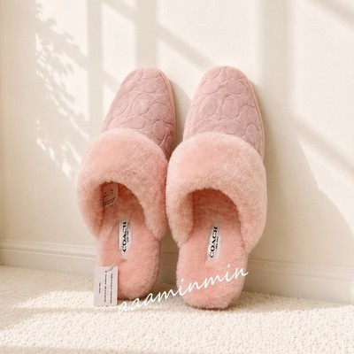 NWT Coach Sherpa Flat Mule In Signature Suede Size 7 CCX65 Candy