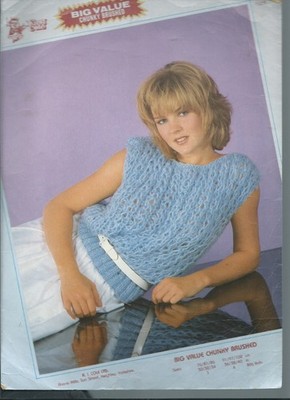 TEEN/LADIES KING COLE 1503 GROBSTRICK TOP Brustumfang 30 bis 40 in MUSTER guter Zustand