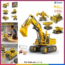 STEM Robot Building Kit 555 Pieces Remote Control Excavator Coding Set for Kids