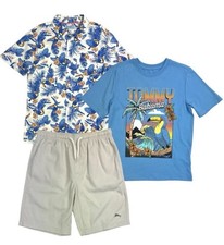 Tommy Bahama Boys Size 8 Hawaiian Button Down Shirt Graphic T-Shirt  Shorts Set