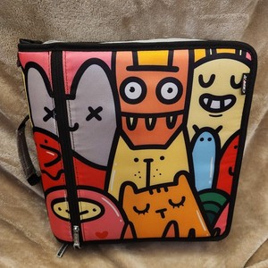 Case It 3" Zip Tab Deluxe Funny Critters Expanding File Binder w/Handle QwikShip