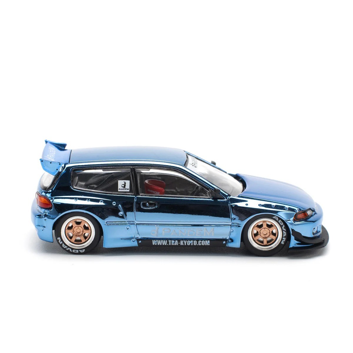 Pop Race 1:64 Honda Civic EG6 Pandem v1.5 Blue Chrome Diecast  display picture 1