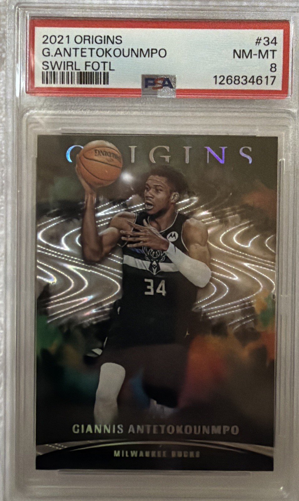 2021-22 Panini Origins Giannis Antetokounmpo #34. Swirl FOTL /3. SSP.