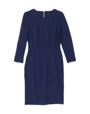 J. CREW Womens Long Sleeve Sheath Dress US 2 XS  Navy Blue Viscose AN58