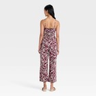 Women Beaded Linen Jumpsuit - A New Day Burgundy Floral M