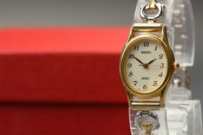 Vintage 1995 Seiko Spirit 4N21-5200 Gold Oval Quarz Damenuhr aus JAPAN