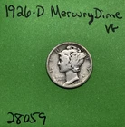 1926-D Mercury Dime 10c VG Very Good 90% Silver