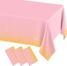 3 Packs Dot Disposable Table Cloth, 54 x 108 Inch Waterproof Plastic Tablecloth,