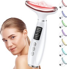 7-Color LED Face  Neck Massager Red Light Therapy Skin Care White