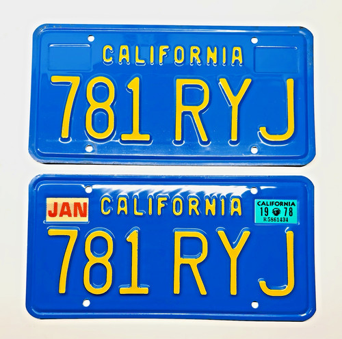 1970's California License Plates DMV Clear 1978 Chevrolet Blazer 1978 Validation