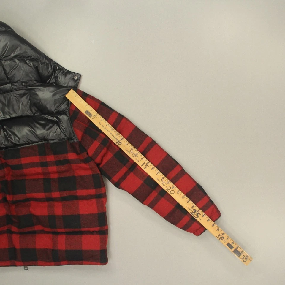 Polo Ralph Lauren 男式羊毛混纺羽绒夹克 XL 码红色黑色格子全新带标签 — 第 4/4 张图片