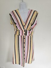 LOFT Anne Taylor Sheath Button Front Dress  size 4 V-neckline Cap Short Sleeve