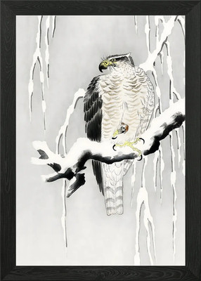 Ukiyo e Hawk with captured Gerahmtes Wandbild Poster Leinwanddruck Bild