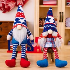 4th of July Gnomes Plush Patriotic Decorations 2pcs 13.5", Red Blue White