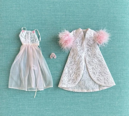 Vintage Barbie "Pink Moonbeams" #1694 Complete Nightgown Set w Shoes 1967-1968