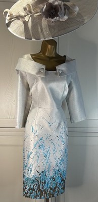 Lizabella UK 12 silber blau Kleid Hochzeit Mutter Braut Bräutigam Gast Rennen Veranstaltung