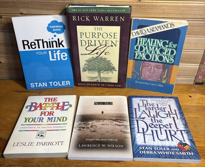 Lot of 6 Books HEALING FOR DAMAGED EMOTIONS, RETHINK YOUR LIFE, WHY ME? & More