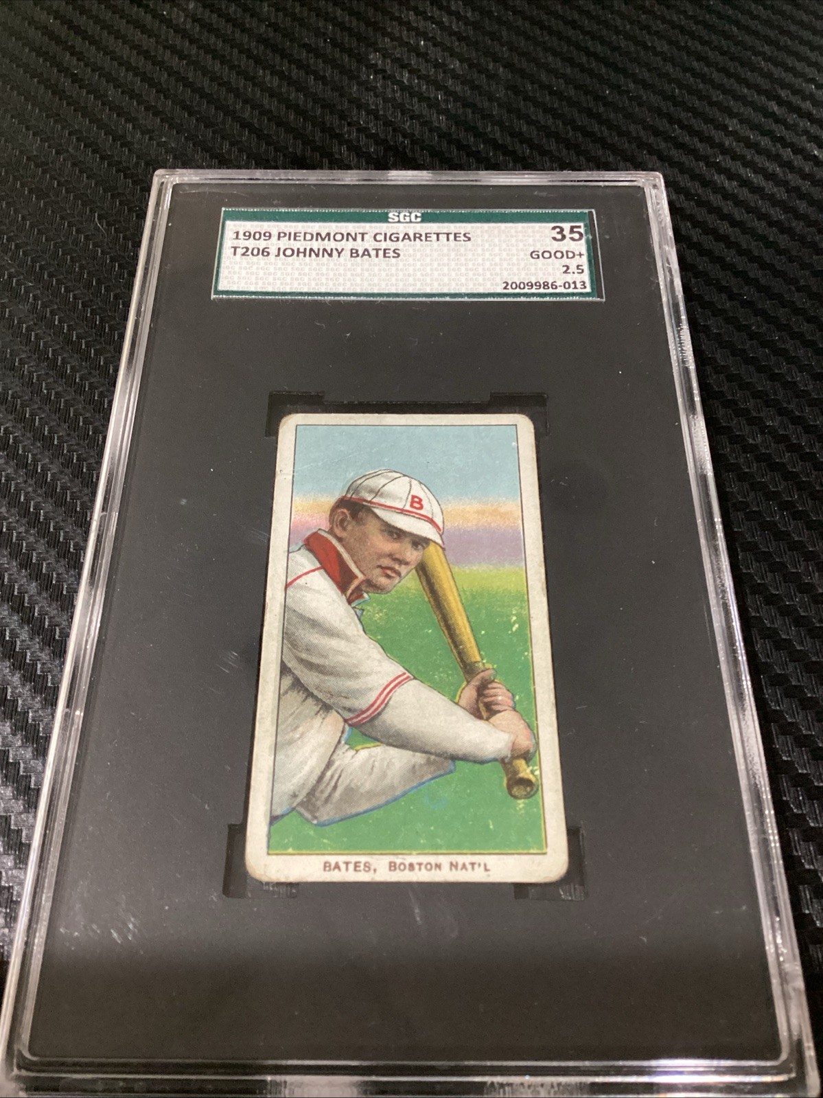 1909-11 T206 Johnny Bates Pidemont SGC 2.5 Boston Red Sox Low Pop Card Baseball