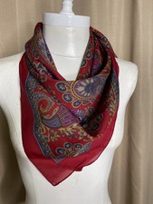 Vintage Paisley Print Scarf Maroon Purple Square