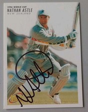 Nathan Astle New Zealand 1996 Futera World Cup Cricket Signed Autograph Card