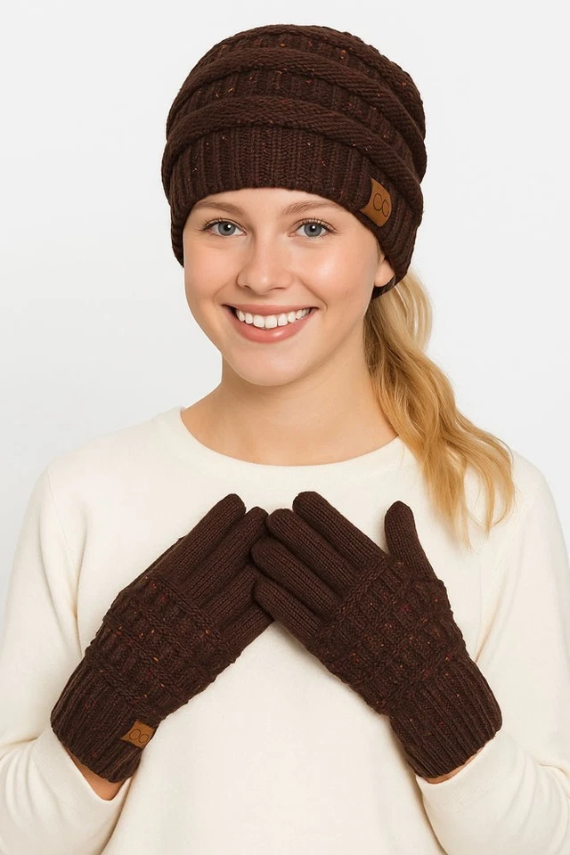 Guantes suaves con pantalla táctil inteligentes cálidos de invierno tejidos confeti exclusivos de C.C para mujer Foto 2 de 4