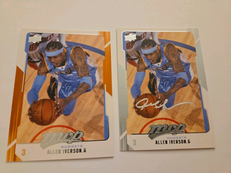 2008-09 Upper Deck MVP Allen Iverson #36 Silver Script & Base 2 Card Lot