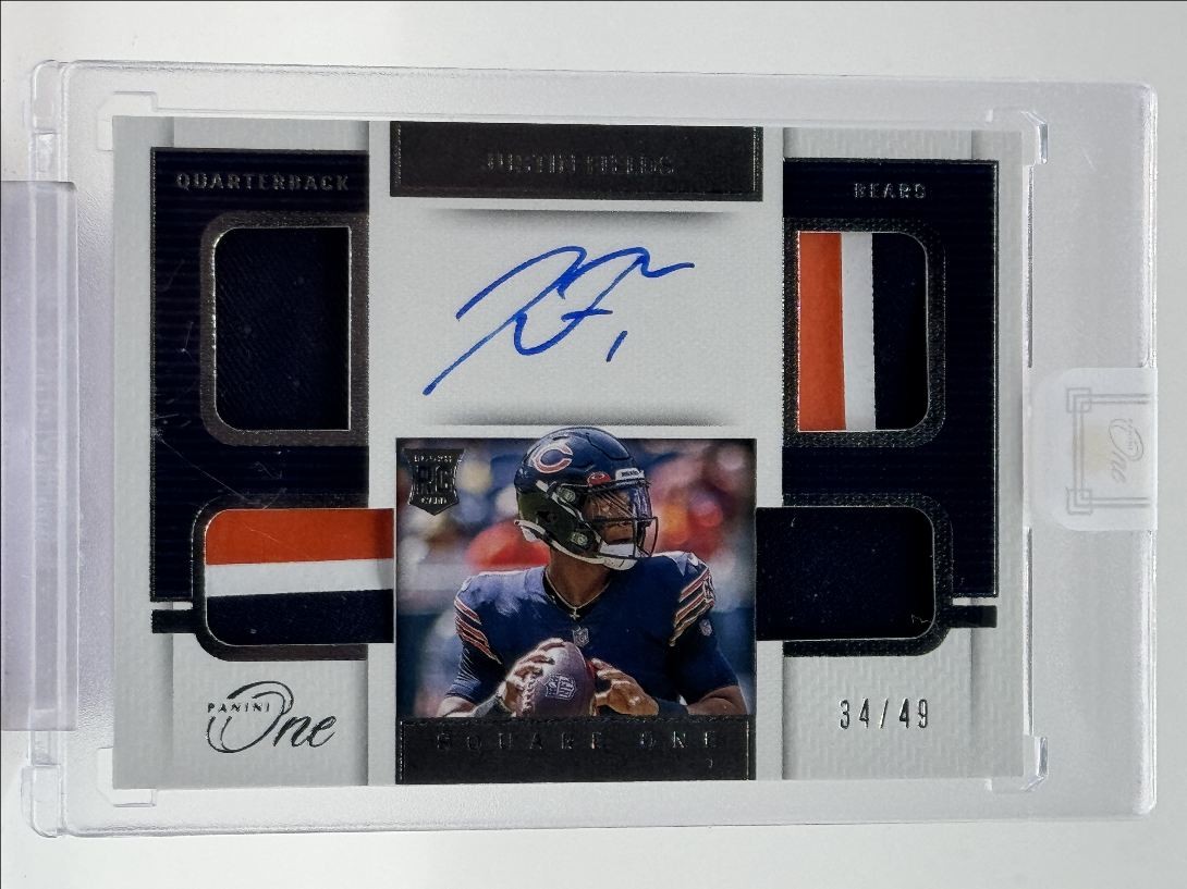 JUSTIN FIELDS 2021 PANINI ONE SQUARE ONE RPA ROOKIE BEARS RC AUTO /49 Q3286