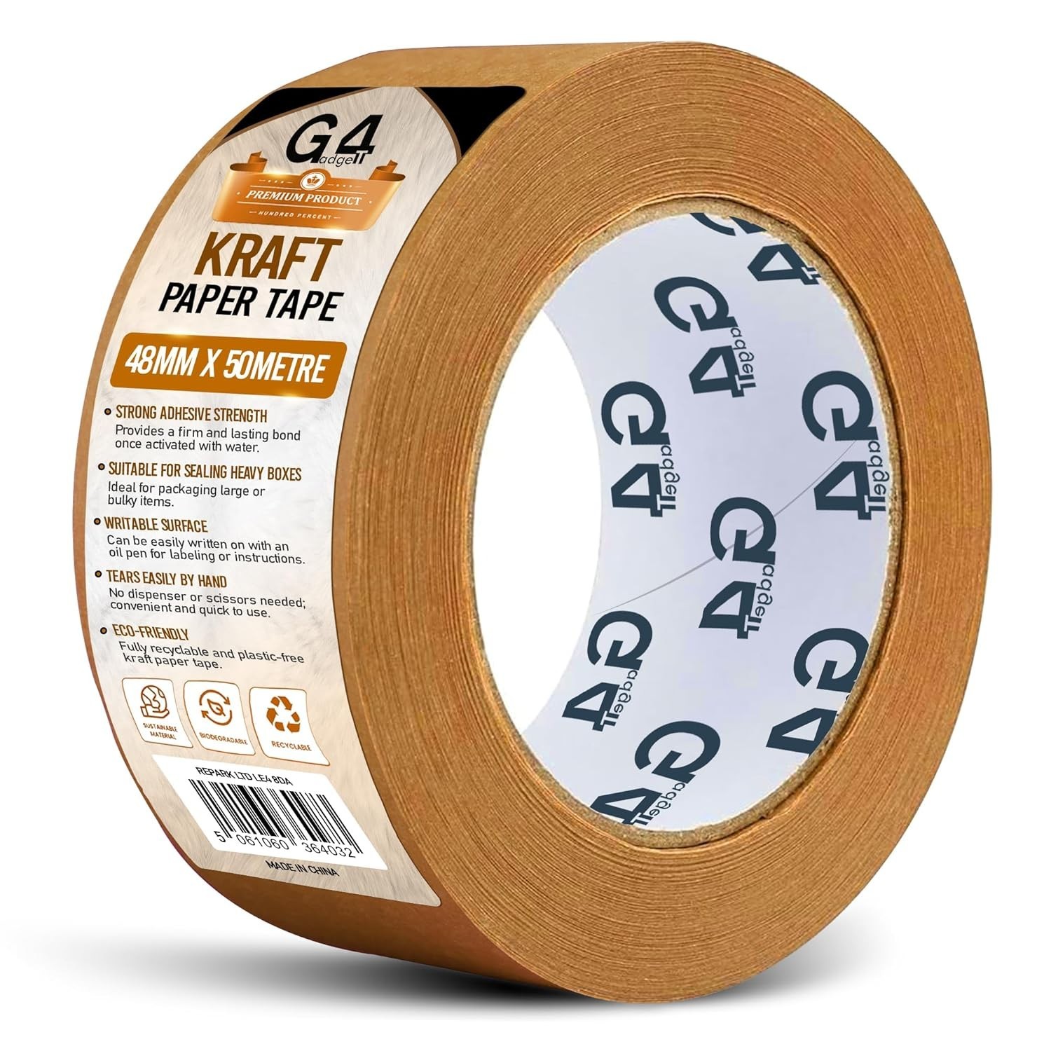 G4gadget Kraft Paper Packing Tape 48mmx50m Brown Parcel Tape Recyclable New
